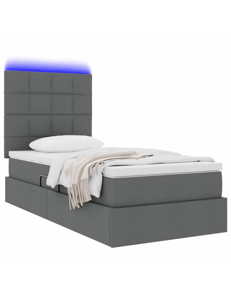 Letto con contenitore e LED con led Grigio scuro 100 x 200 cm