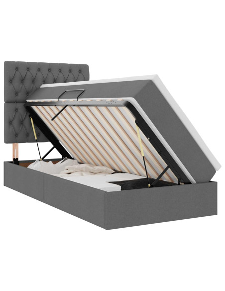 Letto con contenitore e LED con led Grigio scuro 100 x 200 cm