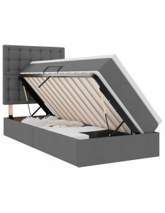 Letto con contenitore e LED Grigio scuro 90 x 190 cm Poliestere 2