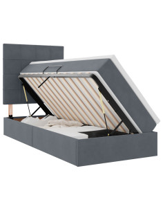 Letto con contenitore e LED Grigio scuro 90 x 190 cm Velluto 2
