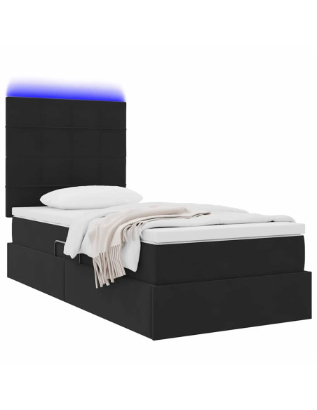 Letto con contenitore e LED con led Nero 100 x 200 cm Velluto