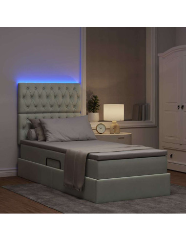 Letto con contenitore e LED Grigio chiaro 90 x 190 cm Velluto