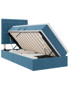Letto con contenitore e LED Blu Scuro 90 x 200 cm Velluto 2