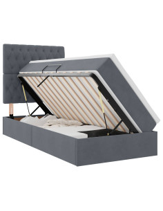Letto con contenitore e LED Grigio scuro 100 x 200 cm Velluto 2