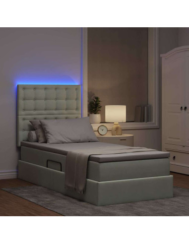 Letto con contenitore e LED Grigio chiaro 90 x 190 cm Velluto