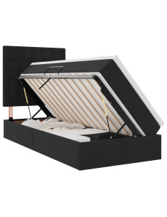Letto con contenitore e LED con led Nero 100 x 200 cm Velluto 2