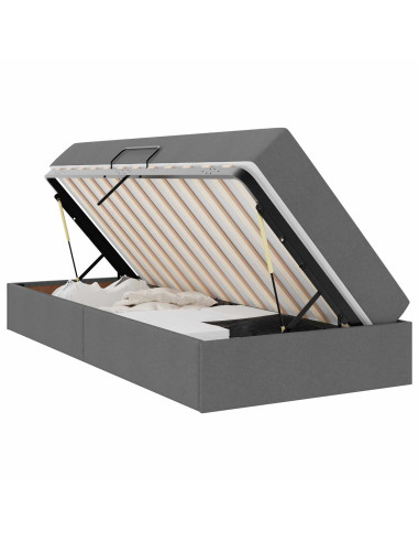 Letto con contenitore e materasso Grigio scuro 90 x 190 cm