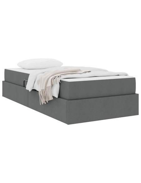 Letto con contenitore e materasso Grigio scuro 90 x 190 cm