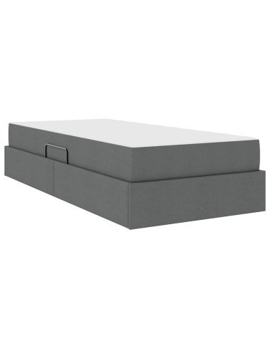 Letto con contenitore e materasso Grigio scuro 90 x 190 cm