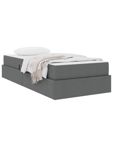 Letto con contenitore e materasso Grigio scuro 100 x 200 cm