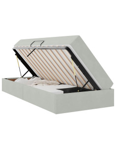 Letto con contenitore e materasso Grigio chiaro 90 x 190 cm 2