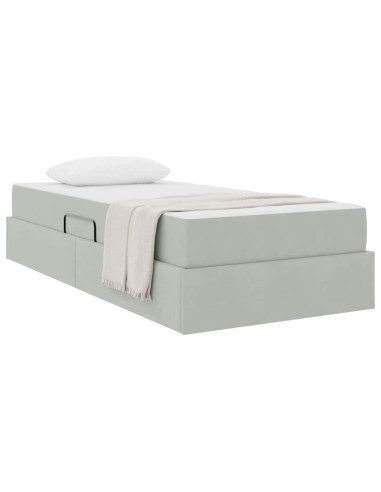 Letto con contenitore e materasso Grigio chiaro 90 x 190 cm