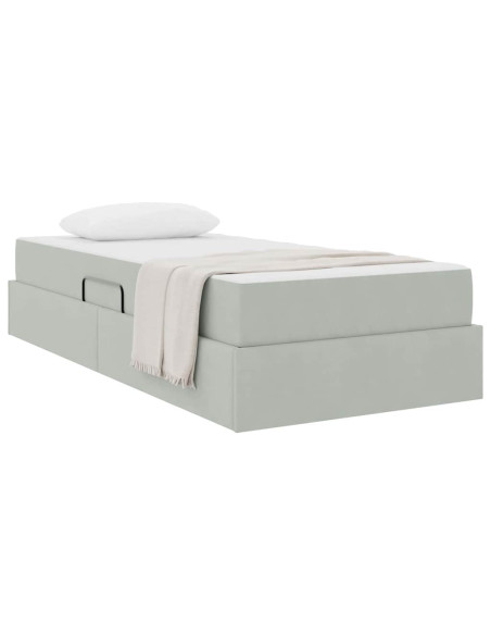 Letto con contenitore e materasso Grigio chiaro 90 x 190 cm