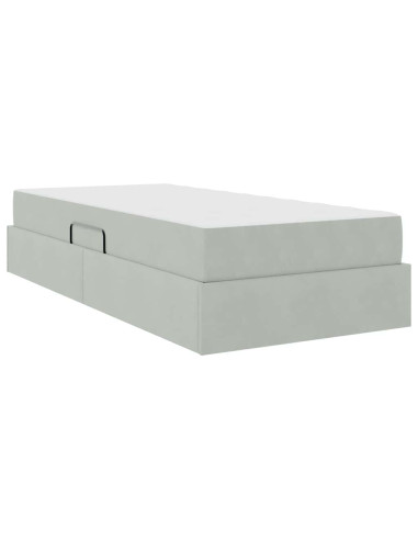 Letto con contenitore e materasso Grigio chiaro 90 x 190 cm