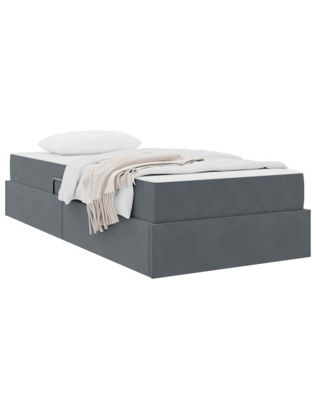 Letto con contenitore e materasso Grigio scuro 90 x 190 cm