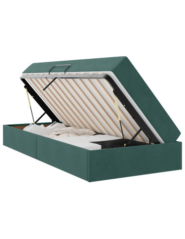 Letto con contenitore e materasso Verde Scuro 90 x 190 cm