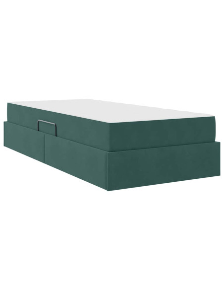Letto con contenitore e materasso Verde Scuro 90 x 190 cm
