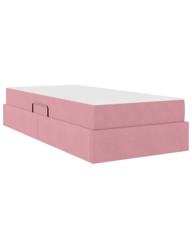 Letto con contenitore e materasso Rosa 90 x 190 cm Velluto