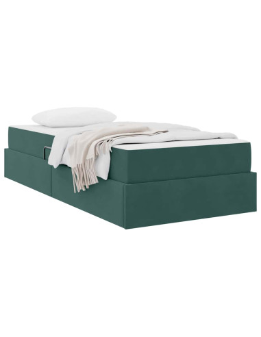 Letto con contenitore e materasso Verde Scuro 90 x 200 cm