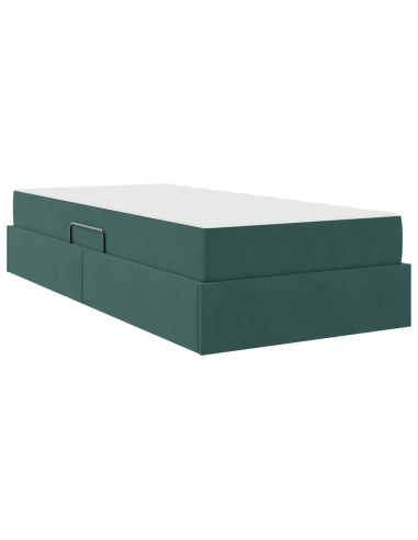 Letto con contenitore e materasso Verde Scuro 90 x 200 cm