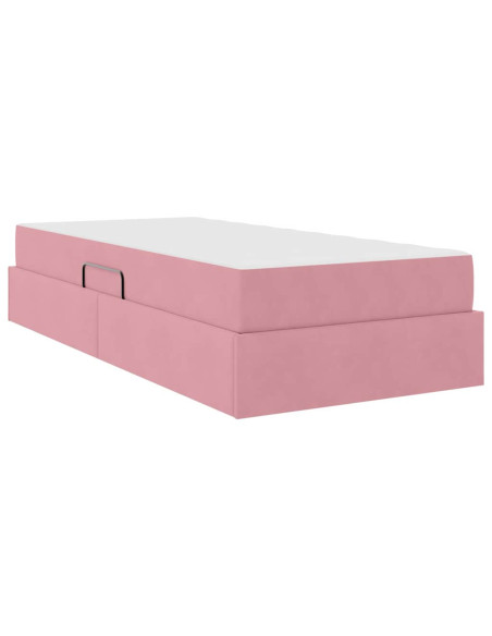 Letto con contenitore e materasso Rosa 90 x 200 cm Velluto