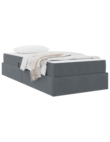Letto con contenitore e materasso Grigio scuro 100 x 200 cm