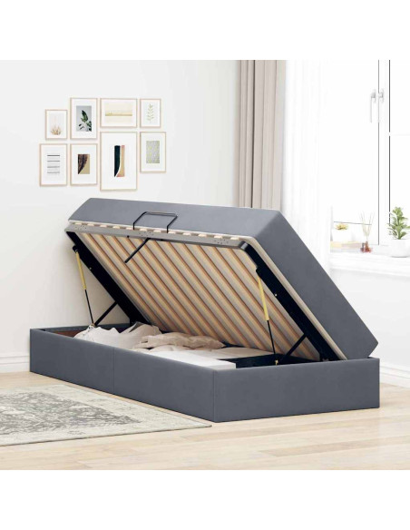 Letto con contenitore e materasso Grigio scuro 100 x 200 cm