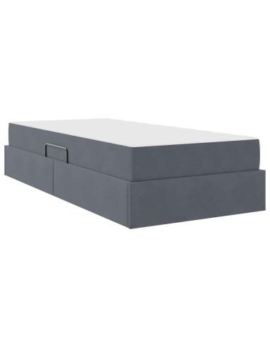 Letto con contenitore e materasso Grigio scuro 100 x 200 cm