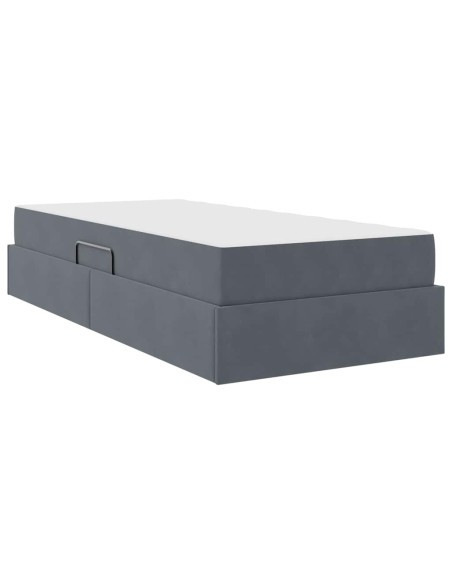 Letto con contenitore e materasso Grigio scuro 100 x 200 cm