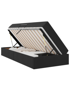 Letto con contenitore e materasso Nero 100 x 200 cm Velluto 2