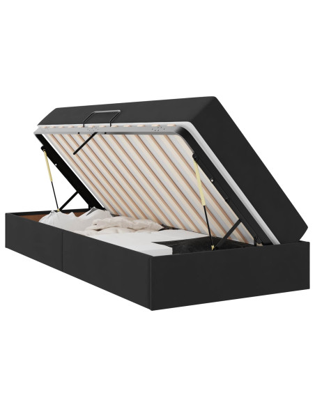 Letto con contenitore e materasso Nero 100 x 200 cm Velluto