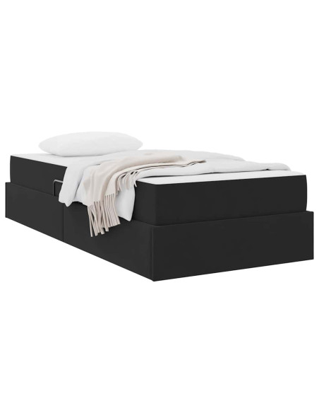 Letto con contenitore e materasso Nero 100 x 200 cm Velluto
