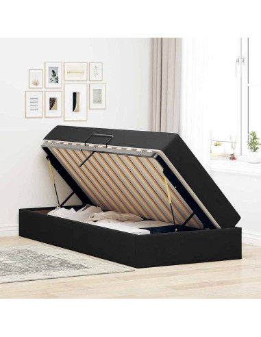 Letto con contenitore e materasso Nero 100 x 200 cm Velluto