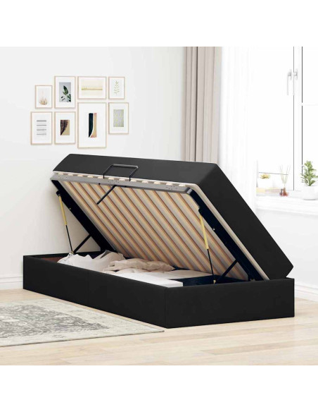 Letto con contenitore e materasso Nero 100 x 200 cm Velluto