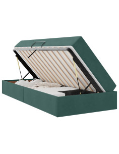 Letto con contenitore e materasso Verde Scuro 100 x 200 cm 2