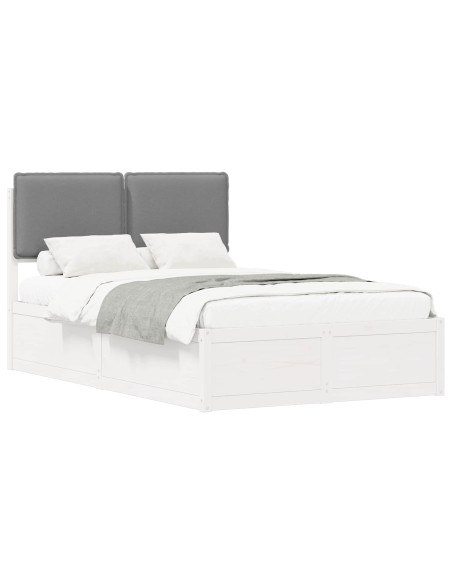 Letto con Testiera Rivestita Grigio chiaro 120 x 190 cm
