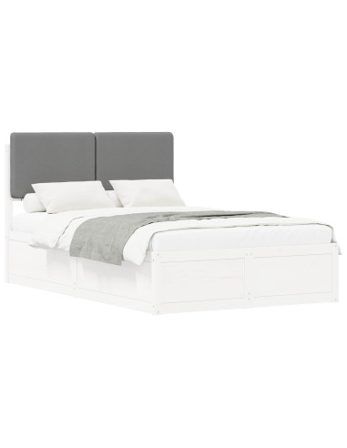 Letto con Testiera Rivestita Grigio chiaro 120 x 190 cm