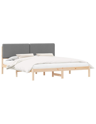 Letto con Testiera Rivestita Grigio chiaro 200 x 200 cm