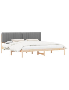 Letto con Testiera Rivestita Grigio chiaro 200 x 200 cm 2