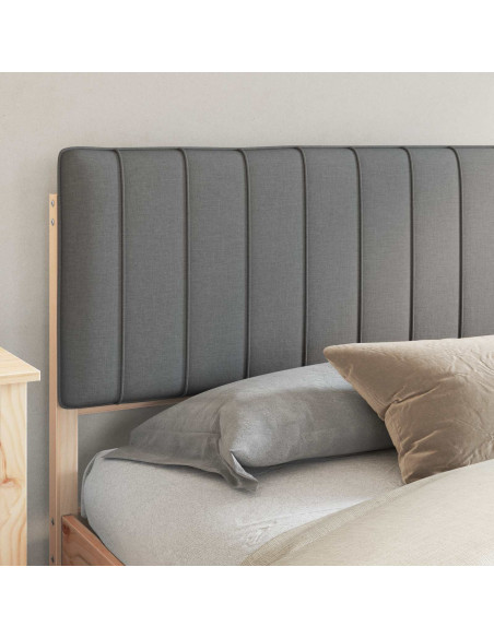 Letto con Testiera Rivestita Grigio chiaro 200 x 200 cm