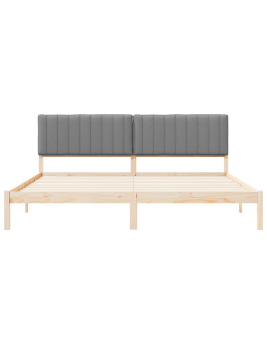 Letto con Testiera Rivestita Grigio chiaro 200 x 200 cm
