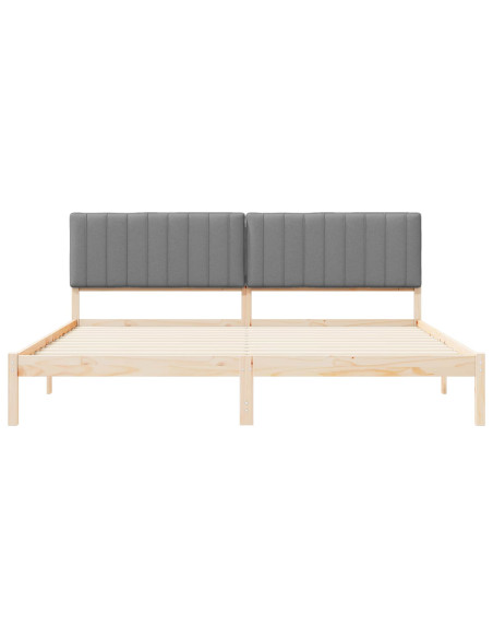 Letto con Testiera Rivestita Grigio chiaro 200 x 200 cm