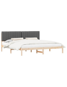 Letto con Testiera Rivestita Grigio scuro 200 x 200 cm 2