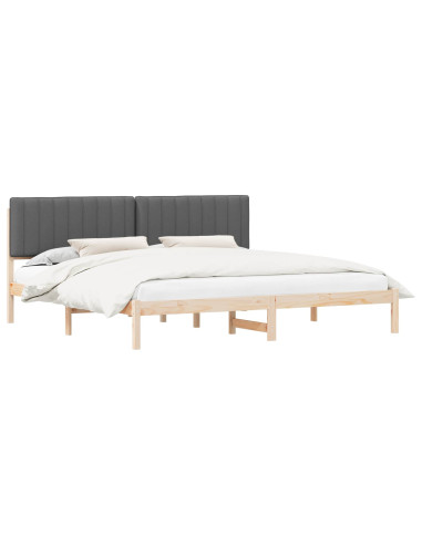 Letto con Testiera Rivestita Grigio scuro 200 x 200 cm
