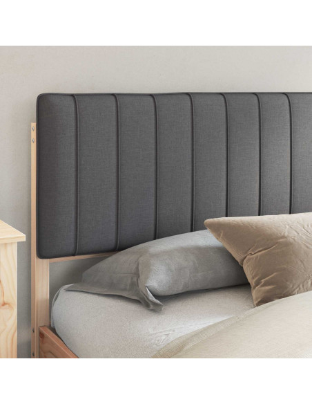 Letto con Testiera Rivestita Grigio scuro 200 x 200 cm