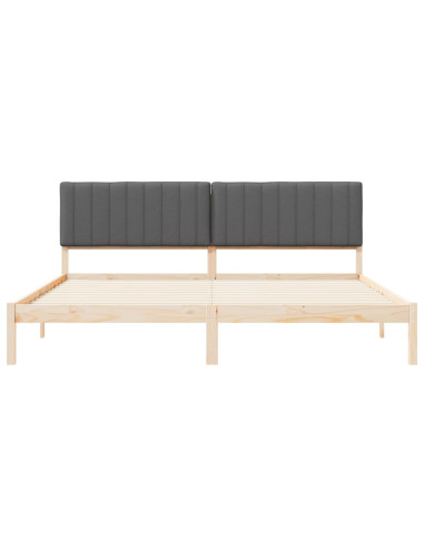 Letto con Testiera Rivestita Grigio scuro 200 x 200 cm