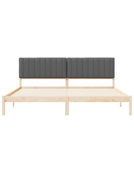 Letto con Testiera Rivestita Grigio scuro 200 x 200 cm