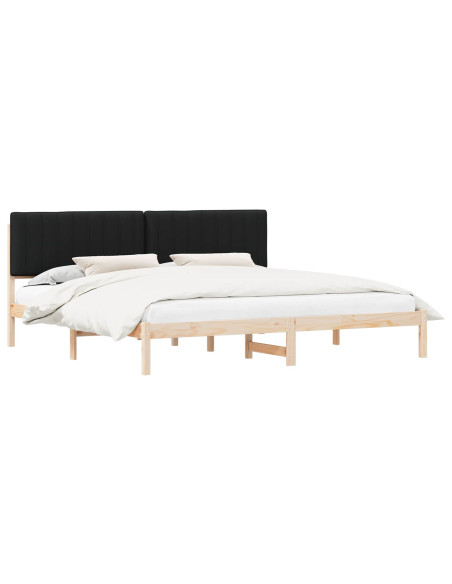 Letto con Testiera Rivestita Nero 200 x 200 cm Pino massello