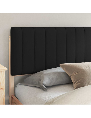 Letto con Testiera Rivestita Nero 200 x 200 cm Pino massello