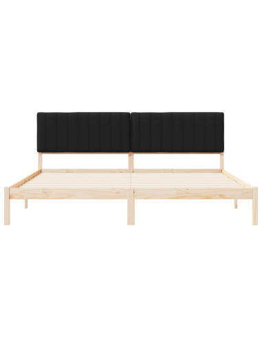Letto con Testiera Rivestita Nero 200 x 200 cm Pino massello